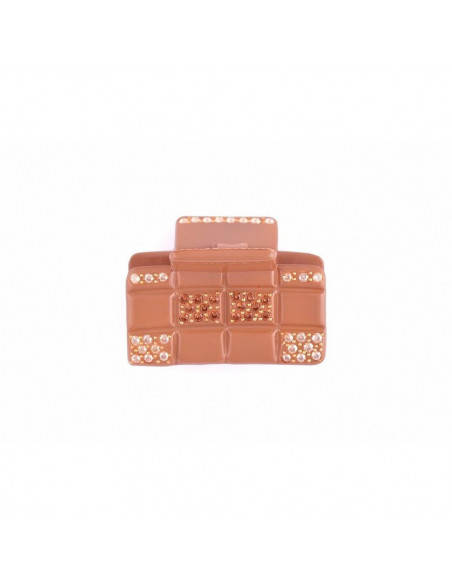 96086_1 MC Davidian Pince à Cheveux Décor Cristaux En Damier, Bords Carrés Light MM