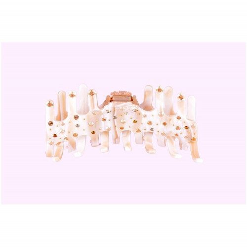 95508_1 MC Davidian Pince à Cheveux Fait-Main 7 Dents avec Cache-Ressort Rain of Rhinestones GM