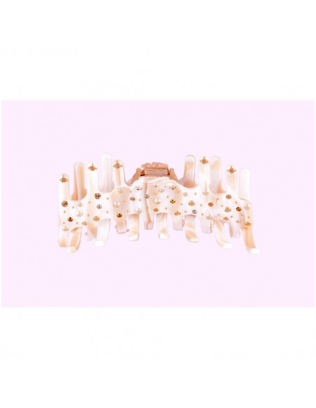 95508_1 MC Davidian Pince à Cheveux Fait-Main 7 Dents avec Cache-Ressort Rain of Rhinestones GM