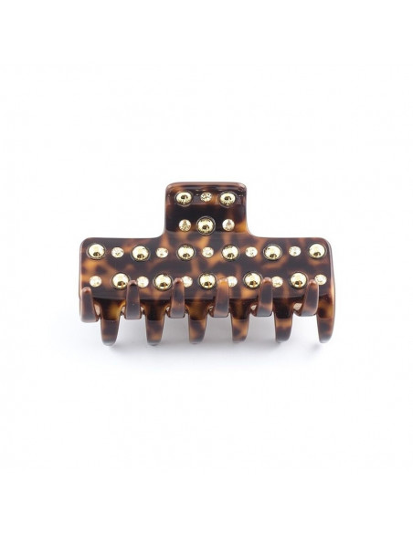 95366bis_1 MC Davidian Pince à Cheveux Fait-Main Bordures Carrées Cloutée Light GM