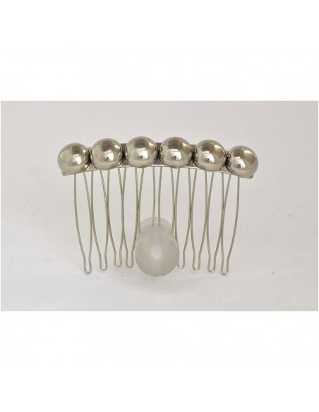 51031_1 MC Davidian Peigne Métal Rock'n Roll six Demi-Boule Or et Argent Cristaux Full MM