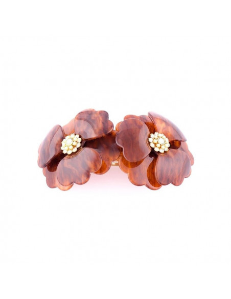 93871b_1 MC Davidian Barrette à Cheveux Queue de Cheval Double Pivoines Rhinestone Center TGM