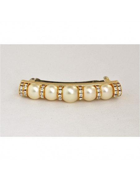 10127_1 MC Davidian Barrette à Cheveux cinq Demi-Perles, huit Demi-Ponts Cristaux Full GM