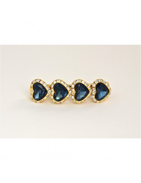 10100_1 MC Davidian Barrette à Cheveux quatre Coeurs Cristaux Full PM