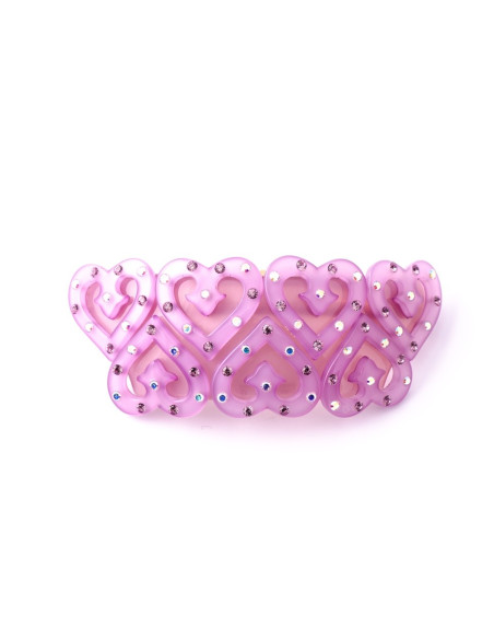 Barrette à Cheveux Queue de Cheval sept Coeurs Baroques avec Décoration Trés Allégée Light - [Barrettes Queue de Cheval] fabriqué à la main en France.