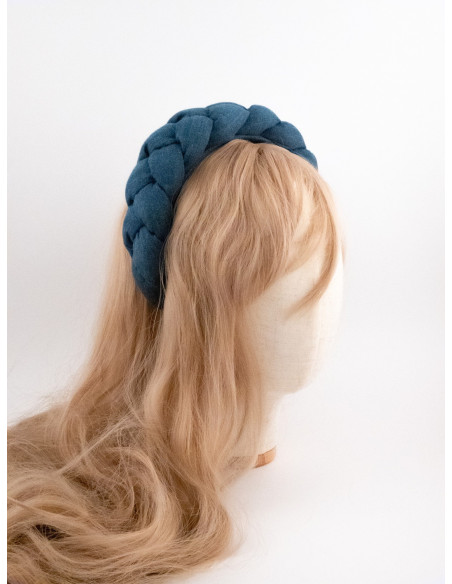 Serre-tête Tresse Indigo - [Serre-têtes Couture] fabriqué à la main en France.
