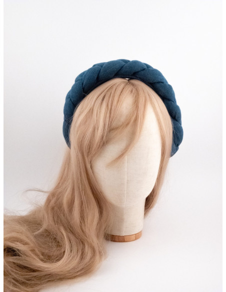 Serre-tête Tresse Indigo - [Serre-têtes Couture] fabriqué à la main en France.