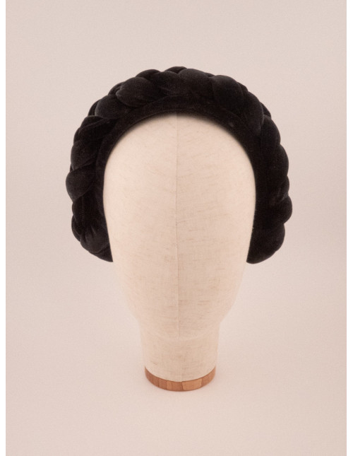 Serre-tête Tresse Velours Noir - [Serre-têtes Couture] fabriqué à la main en France.