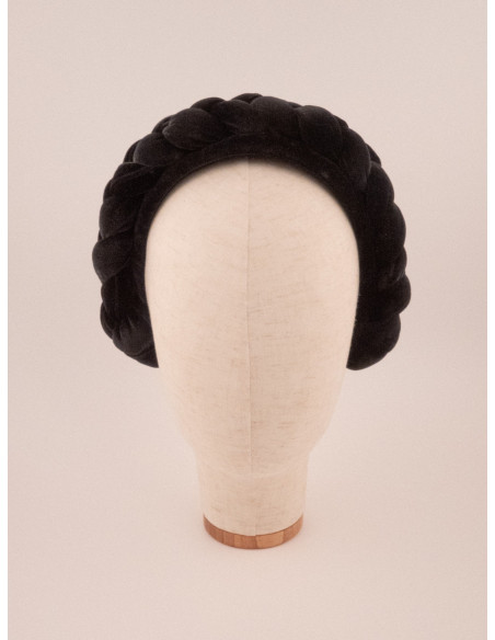 Serre-tête Tresse Velours Noir - [Serre-têtes Couture] fabriqué à la main en France.