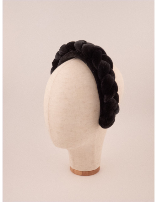 Serre-tête Tresse Velours Noir - [Serre-têtes Couture] fabriqué à la main en France.