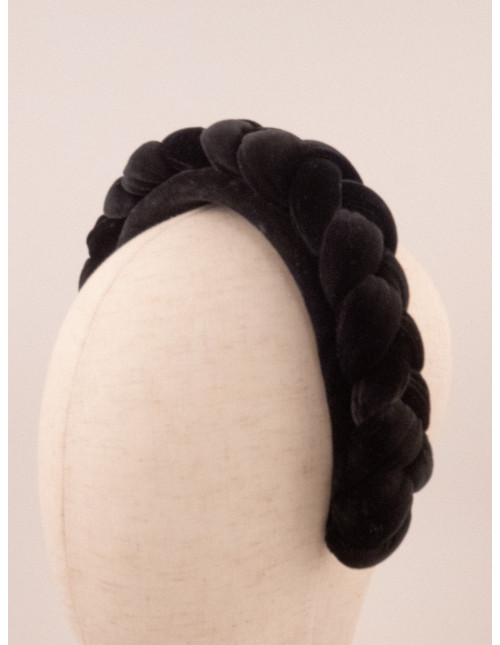 Serre-tête Tresse Velours Noir - [Serre-têtes Couture] fabriqué à la main en France.