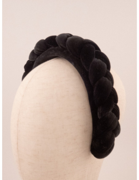 Serre-tête Tresse Velours Noir - [Serre-têtes Couture] fabriqué à la main en France.