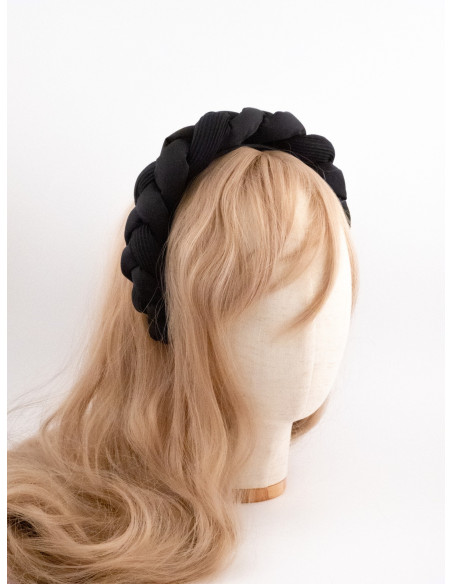 Serre-tête Tresse Velours Noir - [Serre-têtes Couture] fabriqué à la main en France.