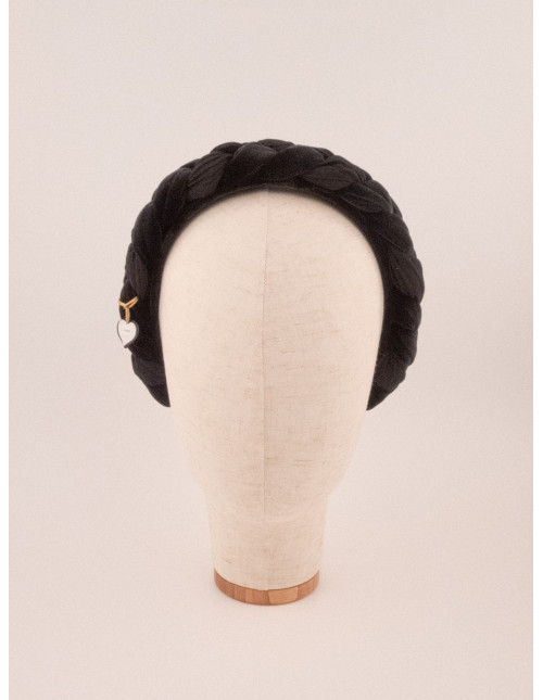 Serre-tête Tresse Velours Noir - [Serre-têtes Couture] fabriqué à la main en France.