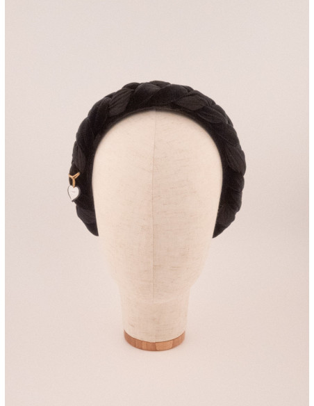 Serre-tête Tresse Velours Noir - [Serre-têtes Couture] fabriqué à la main en France.