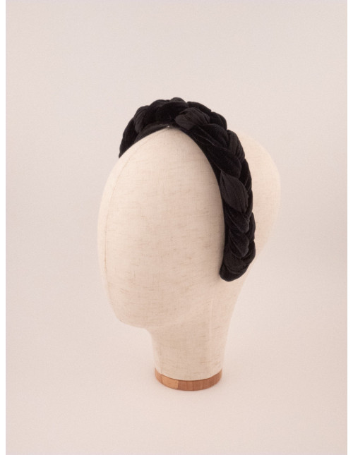 Serre-tête Tresse Velours Noir - [Serre-têtes Couture] fabriqué à la main en France.
