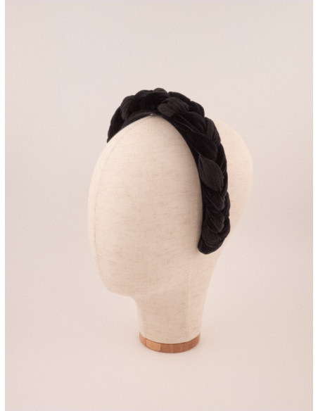 Serre-tête Tresse Velours Noir - [Serre-têtes Couture] fabriqué à la main en France.
