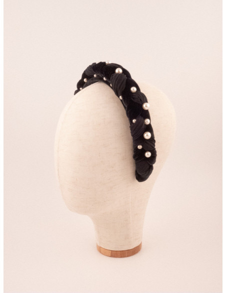Serre-tête Perles de Nuit - [Serre-têtes Couture] fabriqué à la main en France.