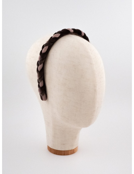 Serre-tête Tresse Terre & Rose - [Serre-têtes Couture] fabriqué à la main en France.