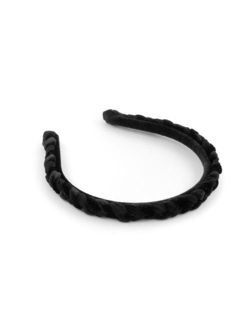 Serre-tête Tresse Satin Noir - [Serre-têtes Couture] fabriqué à la main en France.