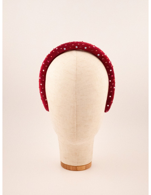 Serre-tête Coussin Fuchsia Étoilé - [Serre-têtes Couture] fabriqué à la main en France.