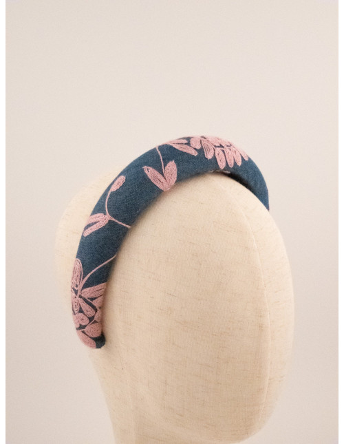 Serre-tête Jardin Brodé - [Serre-têtes Couture] fabriqué à la main en France.