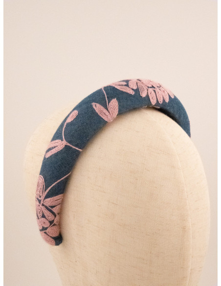 Serre-tête Jardin Brodé - [Serre-têtes Couture] fabriqué à la main en France.