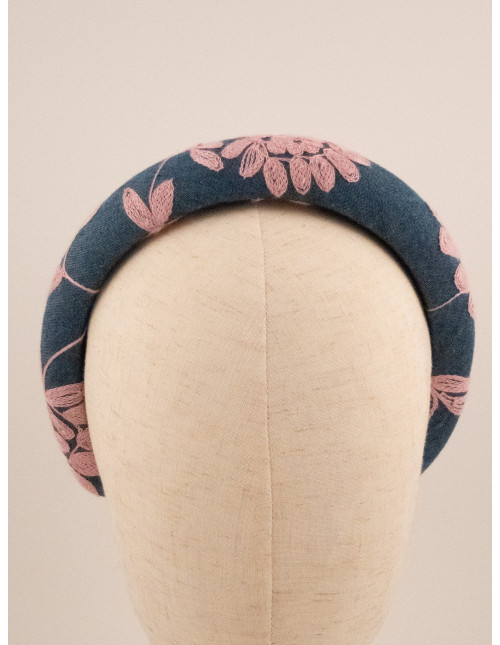 Serre-tête Jardin Brodé - [Serre-têtes Couture] fabriqué à la main en France.