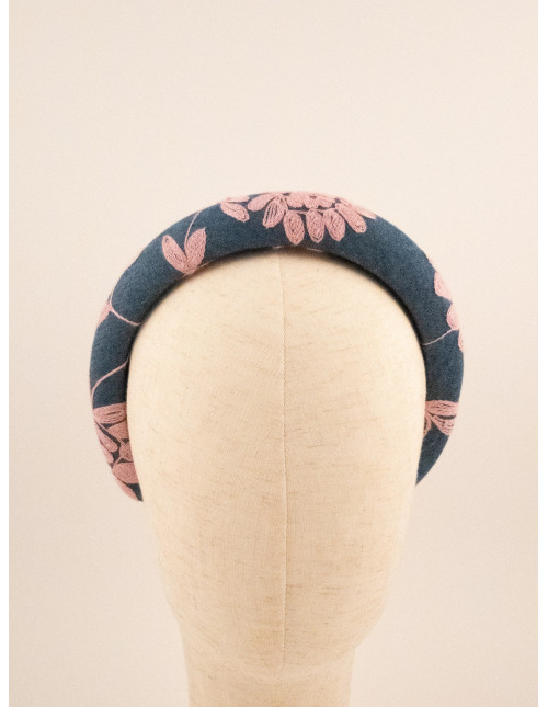 Serre-tête Jardin Brodé - [Serre-têtes Couture] fabriqué à la main en France.