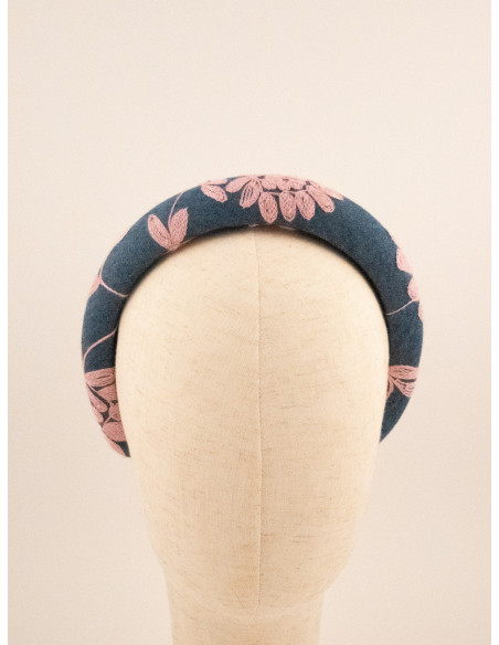 Serre-tête Jardin Brodé - [Serre-têtes Couture] fabriqué à la main en France.