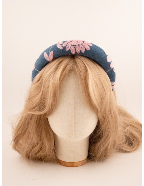 Serre-tête Jardin Brodé - [Serre-têtes Couture] fabriqué à la main en France.