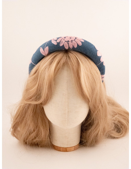 Serre-tête Jardin Brodé - [Serre-têtes Couture] fabriqué à la main en France.