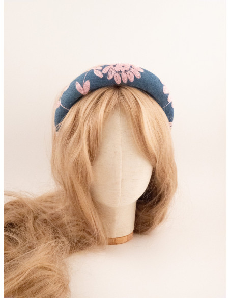 Serre-tête Jardin Brodé - [Serre-têtes Couture] fabriqué à la main en France.