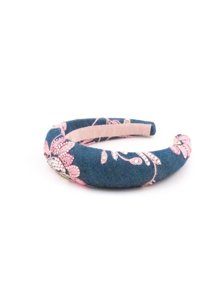 Serre-tête Fleur de Denim - [Serre-têtes Couture] fabriqué à la main en France.