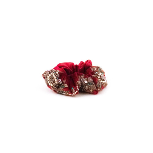 Chouchou Velours Rouge Brodé