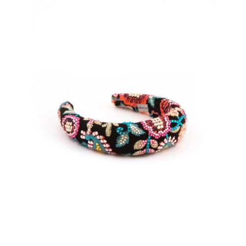 Serre-tête Fleurs Multicolores Noir