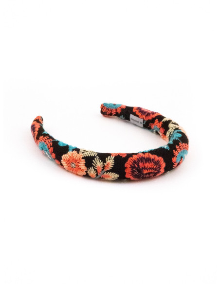 Serre-tête Chrysanthème Brodé - [Serre-têtes Couture] fabriqué à la main en France.