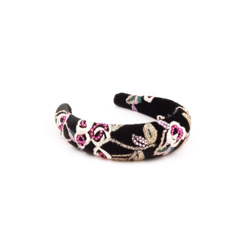 Chouchou Roses Velours Noir