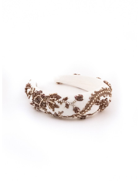 Serre-tête Guirlande Ivoire - [Serre-têtes Couture] fabriqué à la main en France.