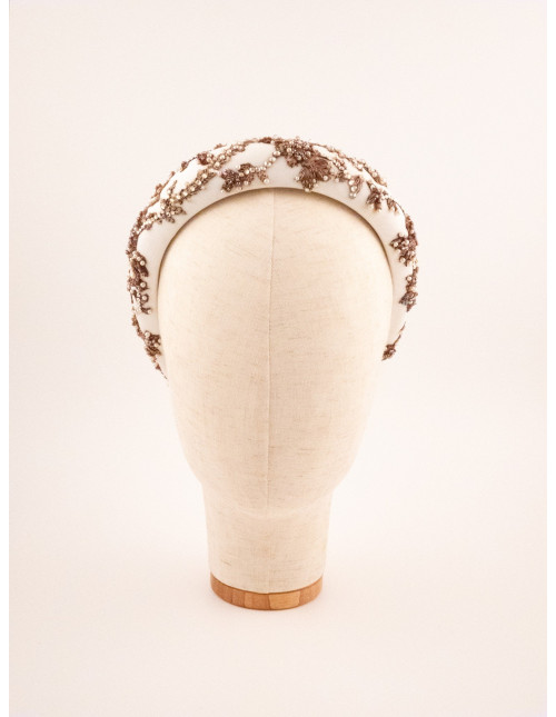 Serre-tête Guirlande Ivoire - [Serre-têtes Couture] fabriqué à la main en France.