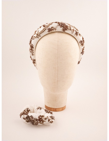 Serre-tête Guirlande Ivoire - [Serre-têtes Couture] fabriqué à la main en France.