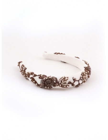 Serre-tête Couronne de Perles - [Serre-têtes Couture] fabriqué à la main en France.