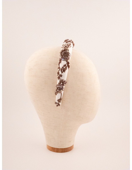 Serre-tête Couronne de Perles - [Serre-têtes Couture] fabriqué à la main en France.