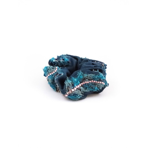 Chouchou Dentelle Bleu Nuit