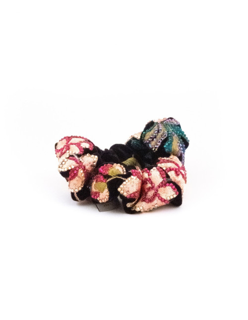 Chouchou Patchwork Fleuri - [Chouchous Couture] fabriqué à la main en France.