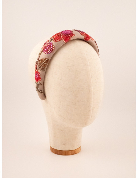 Serre-tête Rosier Ardent - [Serre-têtes Couture] fabriqué à la main en France.