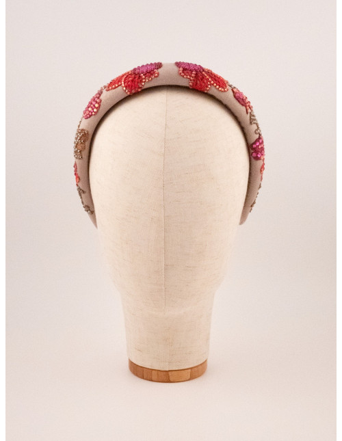 Serre-tête Rosier Ardent - [Serre-têtes Couture] fabriqué à la main en France.