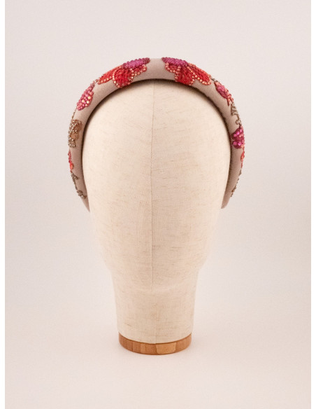 Serre-tête Rosier Ardent - [Serre-têtes Couture] fabriqué à la main en France.