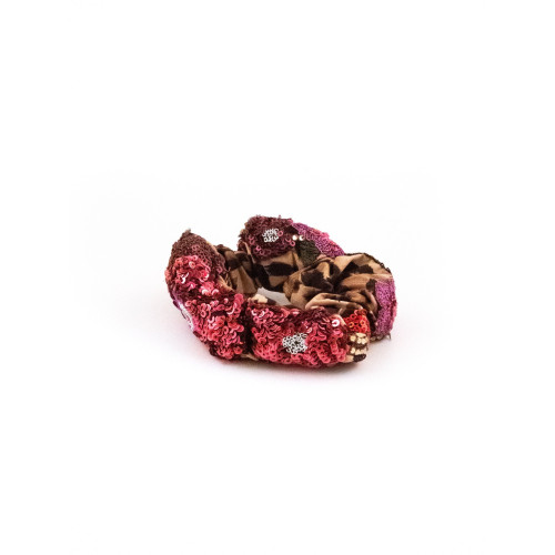Chouchou Paillettes Léopard Rose