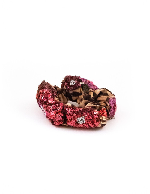Chouchou Paillettes Léopard Rose - [Chouchous Couture] fabriqué à la main en France.